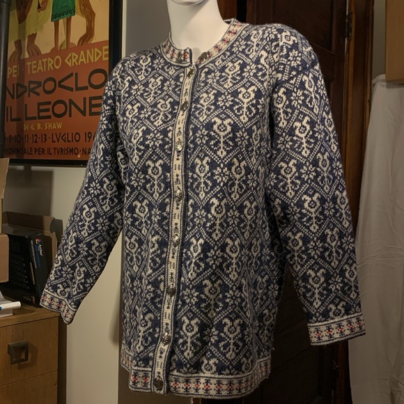 SQUAW VALLEY VINTAGE NORDIC WOOL ALPINE WINTER SKI SWEATER CARDIGAN - Picture 8 of 14